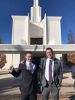 Companionship standing in front of the Denver temple